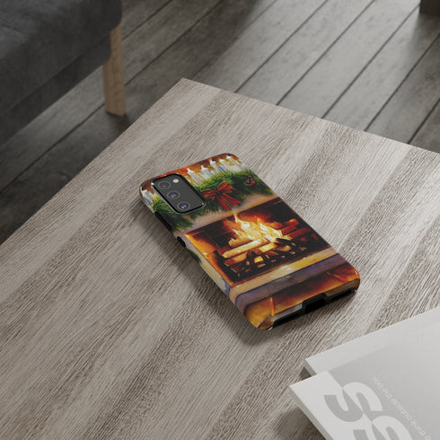 Candles on the Hearth Decorated for Christmas - Impact Resistant Phone Case